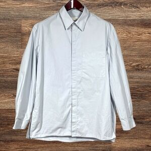 Amomento FW24 Square Pocket Oversized Shirt Mens M Light Blue 100% Cotton Luxury